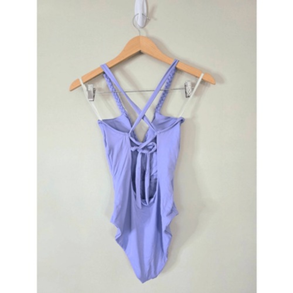 Soluna Swim Braided Maillot One Piece Swimsuit Periwinkle Blue Size Small NEW - Picture 3 of 9